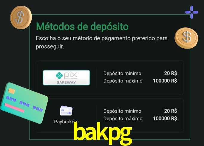 O cassino bakpg oferece uma grande variedade de métodos de pagamento